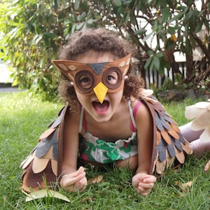 Owl Costume// Wings and Mask: 3-5 years / 5-10 years / Teen/Adult sizes Eco Friendly Tree Vine image 3