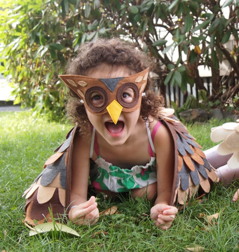 Owl Costume// Wings and Mask: 3-5 years / 5-10 years / Teen/Adult sizes Eco Friendly Tree Vine image 3