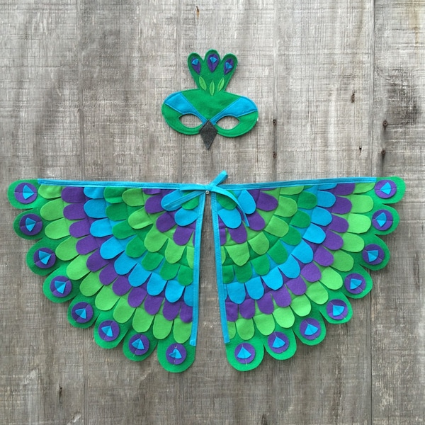 Peacock Costume!! Wings + Mask // Fun flying adventures // Peacock Gift // Kids Gift // Tree + Vine