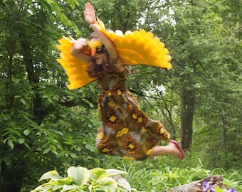 Magical Goldfinch Costume Set, Wings and Mask: Eco Friendly! Tree + Vine