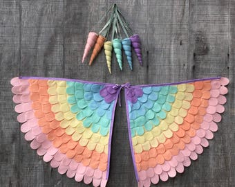 Pastel Unicorn Costume // 2 piece set //  Wings and Horn // Rainbow Unicorn // Alicorn Gift // Unicorn Gift  // Baby, Toddler & Child sizes!