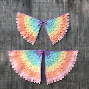 Pastel Rainbow Wings // Pastel rainbow cape // Bird wings // Unicorn party // Costume wings // soft and flappable // US made // many sizes