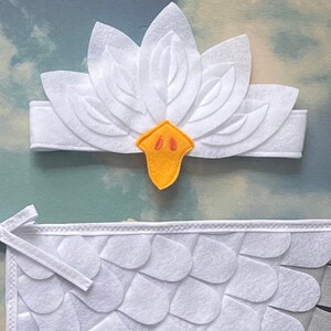 Crane Costume / Egret Cost/ Wings and Mask or Crown / Dove Costume / Swan Costume / Kids bird costume with crown all white image 2