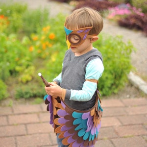 Owl Costume, Wings and Mask, Purple, Aqua and Brown, Owl Gift, Best Kids Gift, Waldorf Toy, Eco-Friendly kids toy, image 4