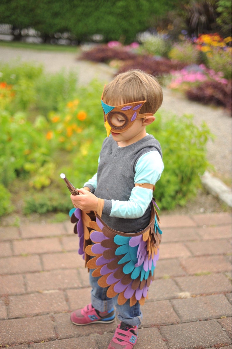 Owl Costume, Wings and Mask, Purple, Aqua and Brown, Owl Gift, Best Kids Gift, Waldorf Toy, Eco-Friendly kids toy, image 4