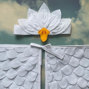 Crane Costume / Egret Cost/ Wings and Mask or Crown / Dove Costume / Swan Costume / Kids bird costume with crown all white image 1