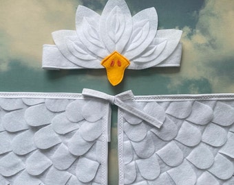 Crane Costume / Egret Cost/ Wings and Mask or Crown / Dove Costume / Swan Costume / Kids bird costume with crown all white