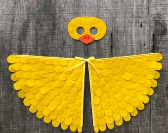 Baby Duck Costume / Wings and Mask / Duckling Costume / Yellow Duck Disguise / Child and Adult sizes // Eco Friendly! Made in the USA