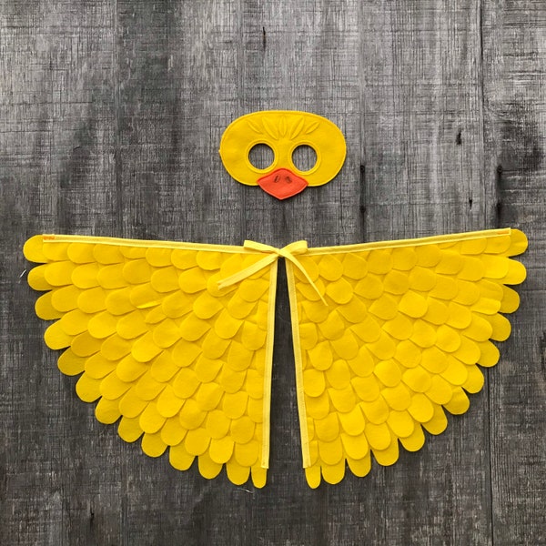 Baby Duck Costume / Wings and Mask / Duckling Costume / Yellow Duck Disguise / Child and Adult sizes // Eco Friendly! Made in the USA