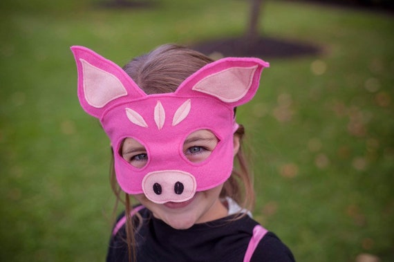 When Pigs Fly Costume Set / Mask, flappable wings and curly tail / 3 piece set / Pig Costume / Flying Pig / Pig Mask, Pig Tail, Pig Wings