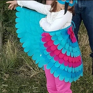 Hummingbird Costume // Pink and Turquoise // Soft Flappable Wings // Mask & Wings, Hummingbird Gift, Flit Costume // Tree Vine image 2