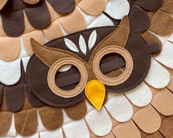 Owl Costume// Wings and Mask: 0-24 months/ 2-5 years / 5-10 years- Eco Friendly! Tree + Vine