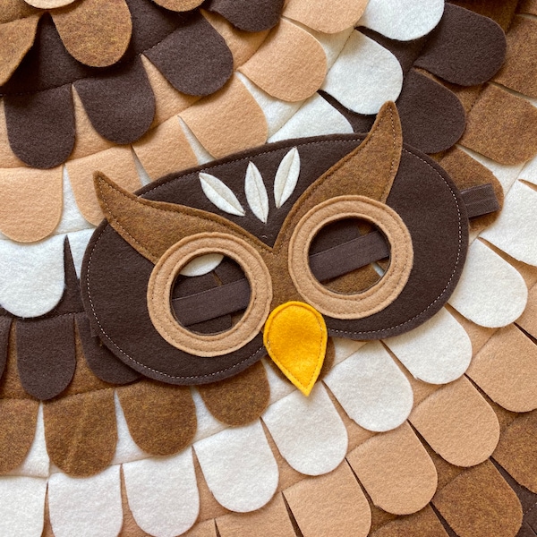 Owl Costume// Wings and Mask: 0-24 months/ 2-5 years / 5-10 years- Eco Friendly! Tree + Vine