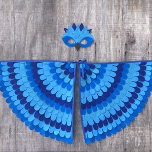 Disfraz de loro azul // Conjunto de disfraces de pájaro azul // Alas y máscara de guacamayo azul // Diversión voladora flappable // Árbol Vid imagen 3