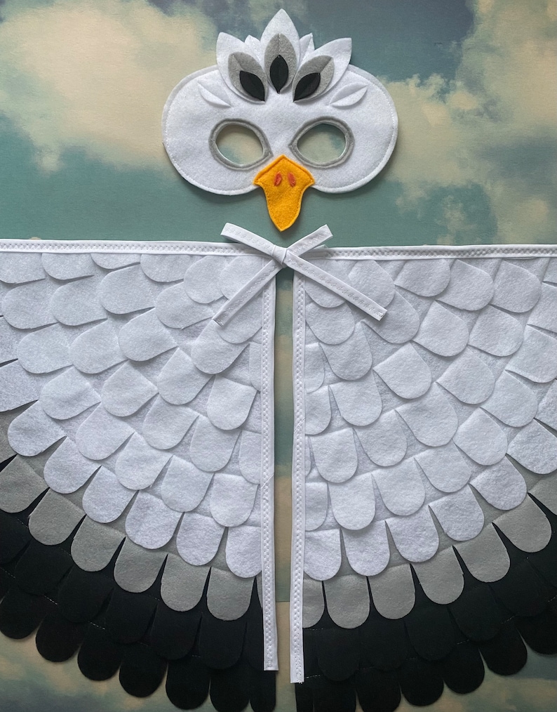 Seagull Costume // Wings and Mask // Handmade Costume // Kids bird costume / Adult bird costume image 1