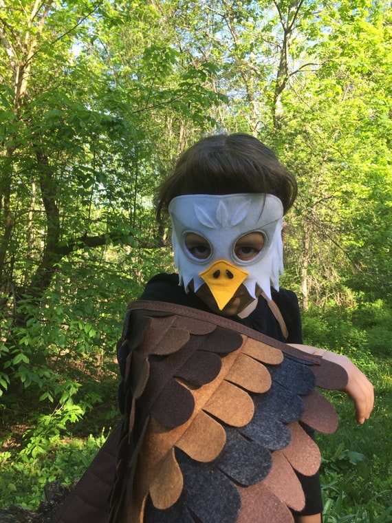TreeAndVine Bald Eagle Costume Set / Mask and flappable Wings / Kids Eagle Costume / Adult Eagle Costume / Fly Like A Bird! / Bald Eagle Costume