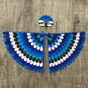 Blue Jay Costume Set  / Wings and Mask / Kids bird costume / Adult bird costume / Blue Jay Wings / Blue Jay Mask / Made in USA