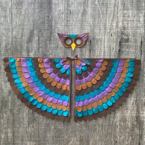 Owl Costume, Wings and Mask, Purple, Aqua and Brown, Owl Gift, Best Kids Gift, Waldorf Toy, Eco-Friendly kids toy, 画像 2