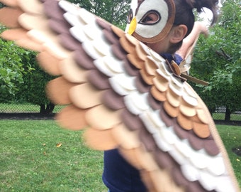 Barn Owl Costume// Wings and Mask: 0-24 months/ 2-5 years / 5-10 years- Eco Friendly! Tree + Vine