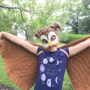 Barn Owl Costume// Wings and Mask: 0-24 months/ 2-5 years / 5-10 years Eco Friendly Tree Vine image 6