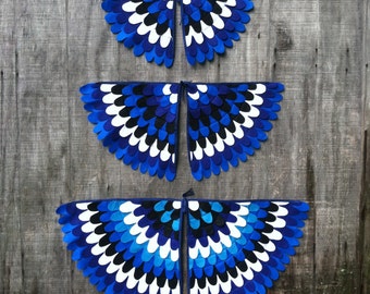 Costume Wings, Blue Jay Wings, Magical Creature Costume, Made from recycled plastic bottles