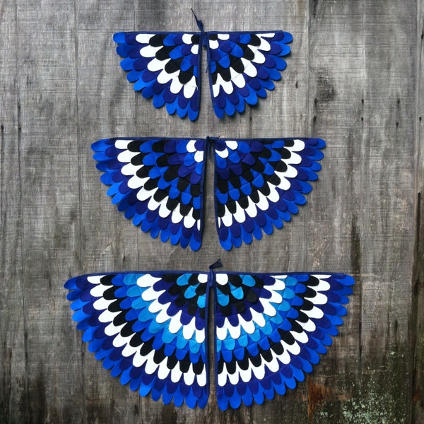 Costume Wings, Blue Jay Wings, Magical Creature Costume, Made from recycled plastic bottles