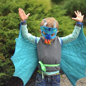 Dragon Costume Set / Fire-breathing mask, tail and fun flappable wings / Available in lots of colors / kids dragon costume / fun image 4
