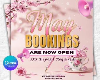 Mei Boekingen Open Flyer Moederdag Boekingen Flyer Haarboeken Open Nail Mei Boeking Flyer Afspraken Boeken Maandelijkse Boekingen Beschikbaar Lash