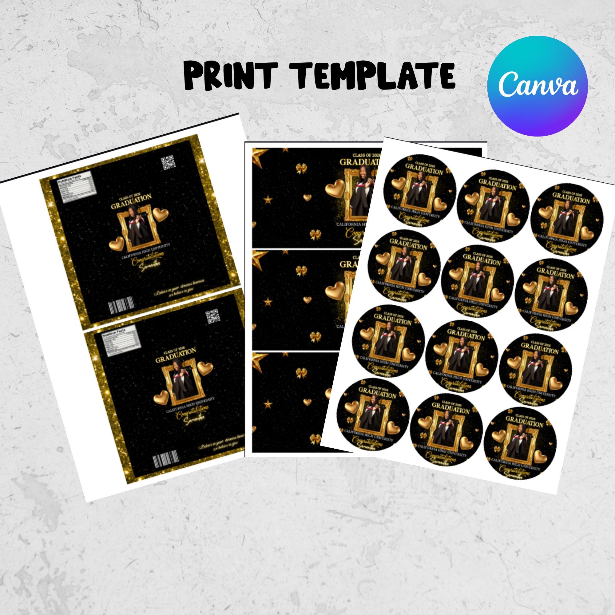 Graduation Party Favor Bundle, Gold and Black Class of 2026 Treat ...