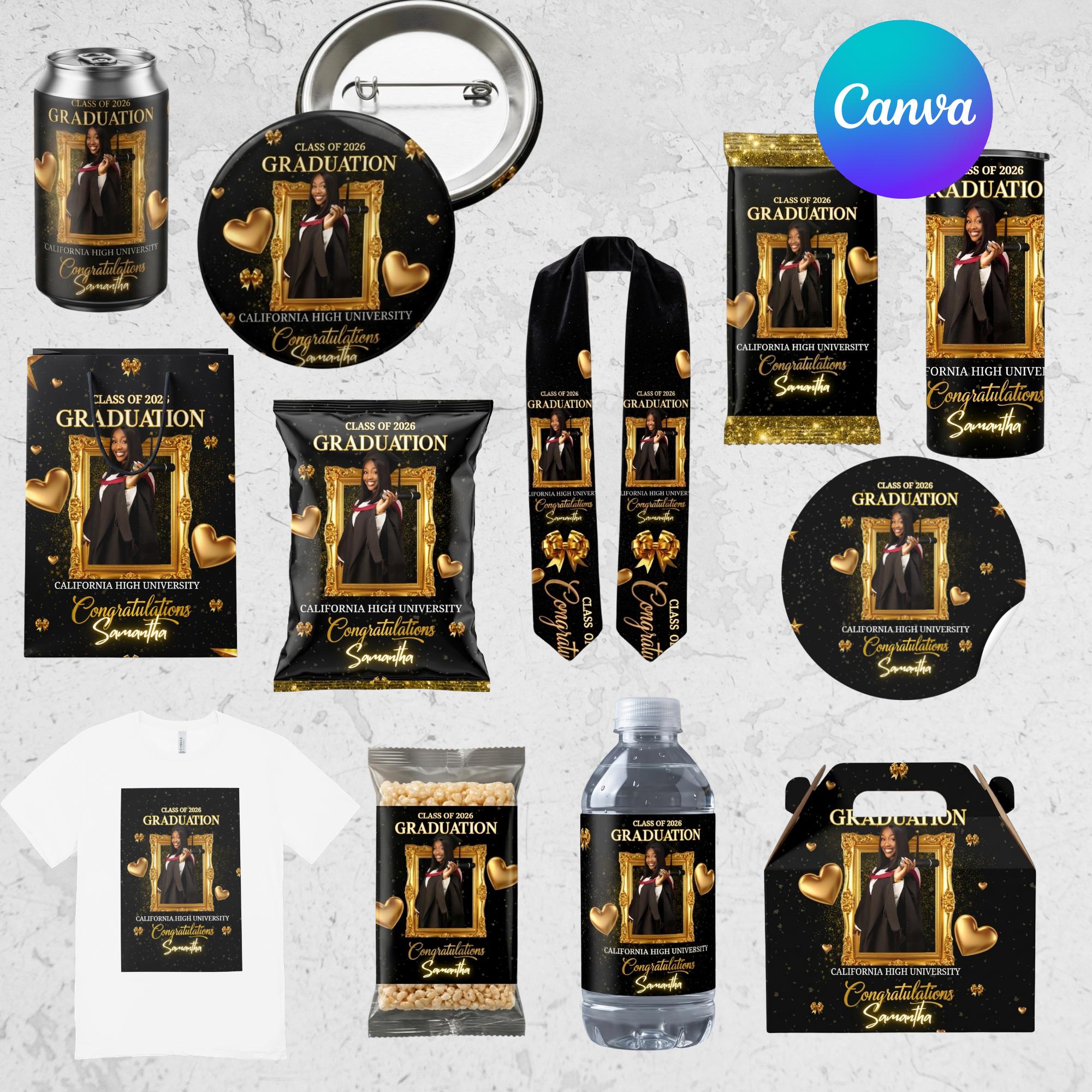 Graduation Party Favor Bundle, Gold and Black Class of 2026 Treat ...