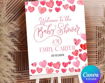 Sjabloon babyshower roze hart babyshower babyshower roze coquette Valentijnsdag babyshower uitnodiging een klein liefje
