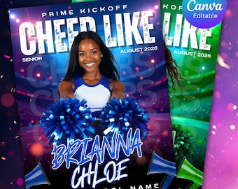 Cheerleader-Tryout-Flyer Vorlage | Bearbeitbares Cheer Squad Poster (Canva, 5 x 7 inch) (Digitaler Download)