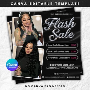 Flash Sale Editable Canva Flyer| Lash Tech, Nail Tech, Salon Owner, Esthetician, Makeup Artist, Hair Promo, Boutique Sale Promo Flyer