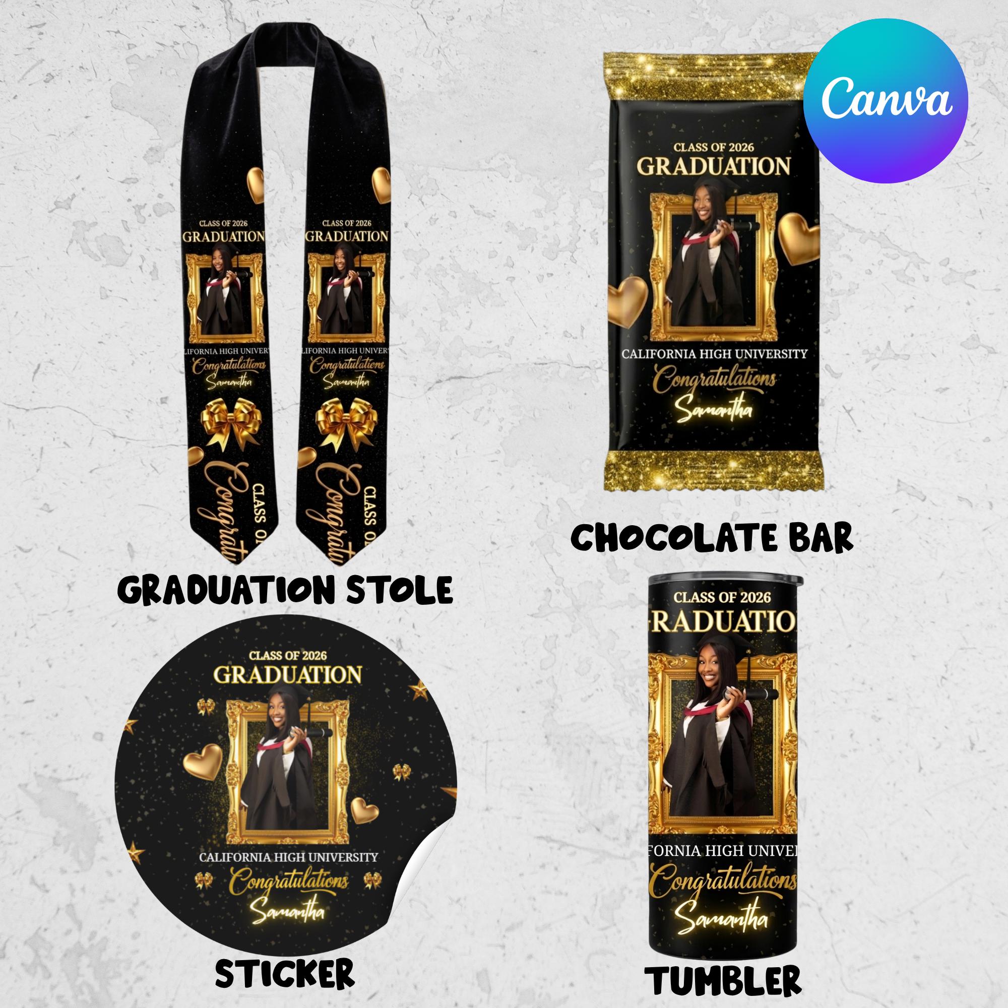 Graduation Party Favor Bundle, Gold and Black Class of 2026 Treat ...
