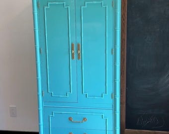 Vintage Thomasville Faux Bamboo Armoire-High Gloss Laquer