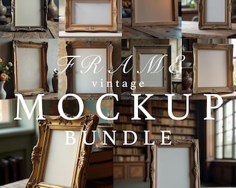 Vintage-Antique Frame Mockup Bundle, Set of 10, Old Fashioned Rustic, Photoshop Templates, PSD & JPEG, #7