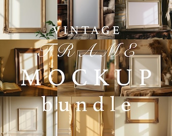 Frame Mockup Variety Bundle of 9, Vertical 3:4 Ratio, Vintage, Antique, Old Fashioned, Warm Tones, Photoshop Templates, PSD & JPEG, #57