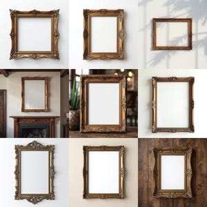 Antique Ornate Frames Mockup Bundle, Smart Object Layer, Photoshop Templates, PSD & JPEG, #77