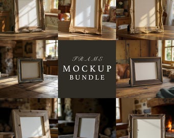 Vintage Frame Mockup Bundle of 8, Old Fashioned Rustic Antique, Photoshop Templates, PSD & JPEG, #17