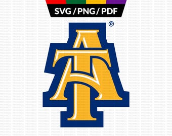 Pode incluir: Um design gráfico com as letras "A" e "T" em um formato estilizado, com um esquema de cores douradas sobre um fundo azul marinho. O design inclui o texto "SVG/PNG/PDF" no topo.