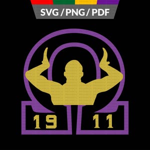 May include: A graphic design featuring a gold silhouette of a person with arms raised, inside a purple circle. The design includes the numbers "19" and "11" in gold, set in purple rectangles, with the text "SVG/PNG/PDF" at the top.