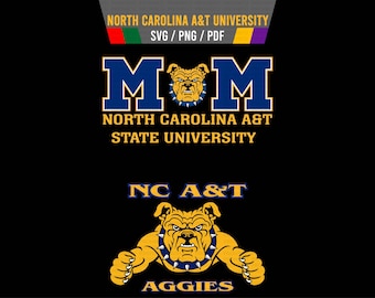 May include: Black graphic featuring the North Carolina A&T State University logo. The top section includes the university name and file type. The center displays "M" letters with a bulldog head. The bottom section shows "NC A&T" and "Aggies".