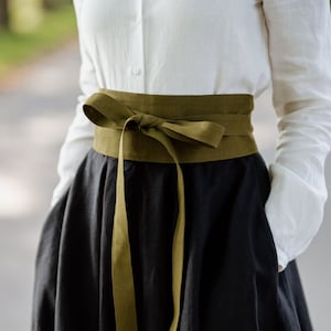 LINEN OBI BELT | Corset Belt, Wide Waist Belt, Double Wrap Belt, Victorian Corset, Renaissance Belt, Waist Cincher, Accessory Gift For Her