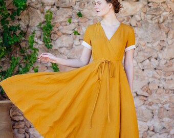 Yellow Wrap Dress | Etsy