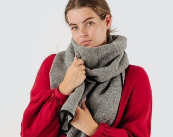 WRAP WOOL SCARF | Light Grey  Shawl, Women's Scarf, Wool Accessories, Classic Scarf, Women Shawl, Sondeflor