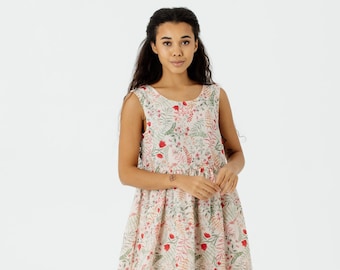 LINEN SMOCK DRESS | Spring Dress, Summer Tank Dress, Oversize Linen Dress, Plus Size Clothing, Loose Kaftan Dress, 1950s Dress, Sondeflor