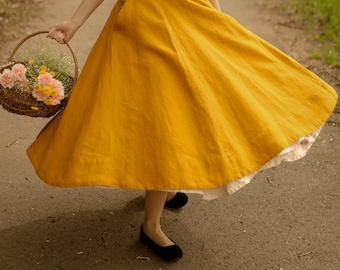 YELLOW LINEN SKIRT | Knightley Skirt, Marigold Skirt, Shirinatra Limited Collection, Victorian Skirt, Son de Flor