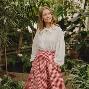 Portefeuille - Jupe circulaire en lin, Vichy rouge