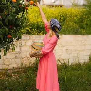 PEONY POP DRESS | Summer Style Mother Of The Bride Dress With 3/4 Sleeve, Linen Clothing, Wedding Guest Dress, Womens Clothing, Carmen Dress