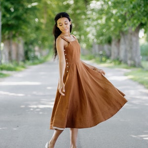 PINAFORE Long Linen Summer Dress 